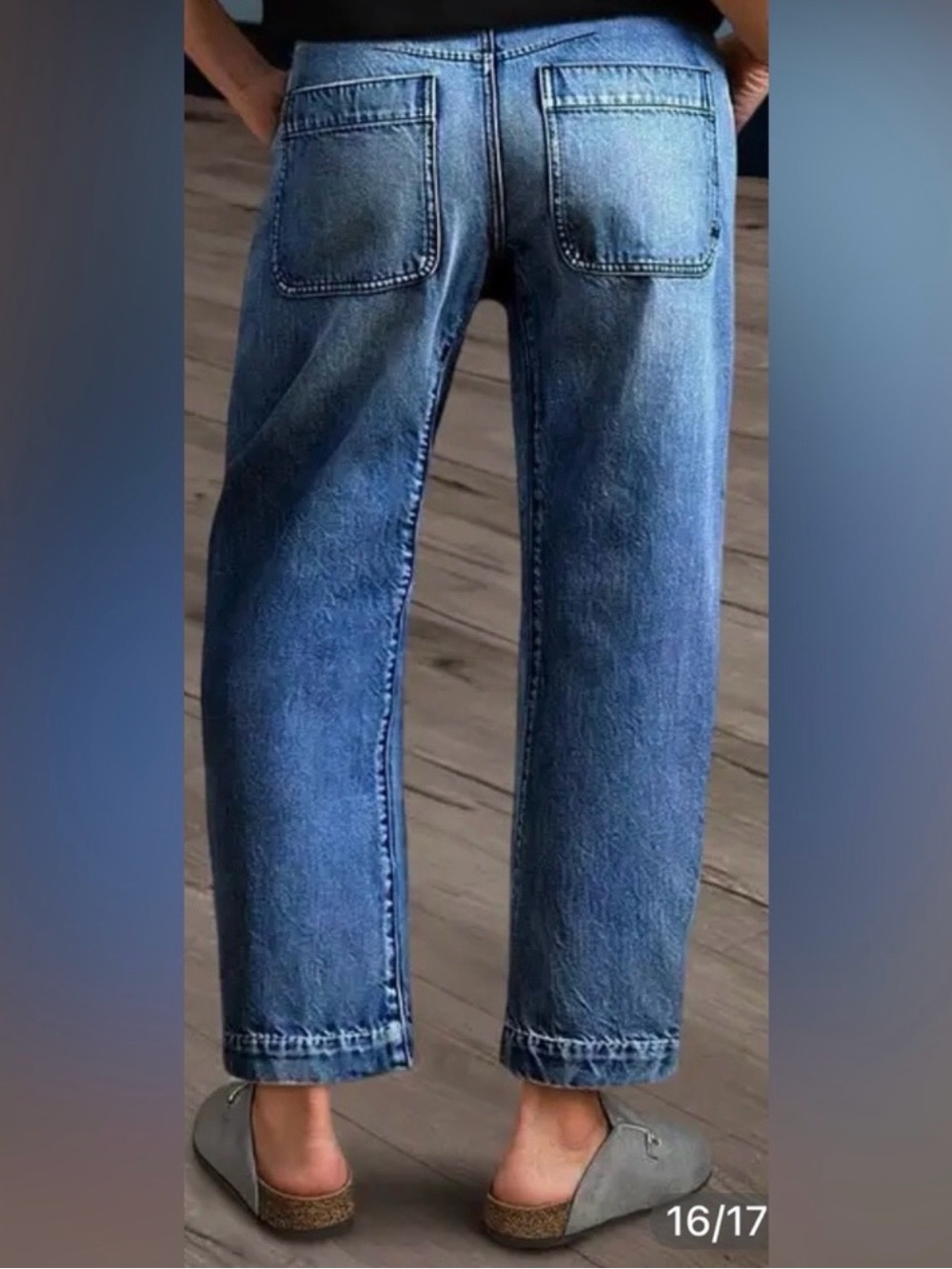 NWT Flamingals cropped barrel Blue Denim Jeans - Picture 2 of 3